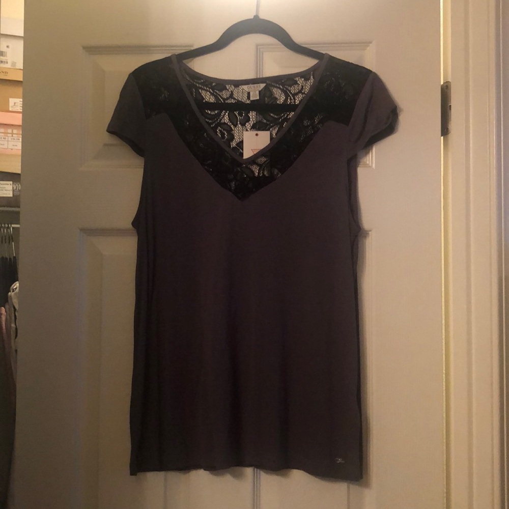 Guess grey tee with lace